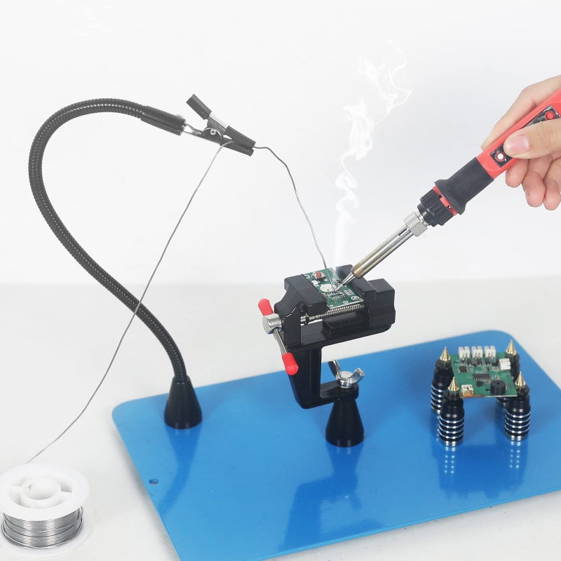 Toolour Magnetic Helping Hands Soldering, Helping Hand Tools, Third Hand with Vise Clamp, Adjustable PCB Holders, Soldering Arms, Extra Large Heavy Duty Base for Soldering Station Electronic Welding Jewelry - Image 2